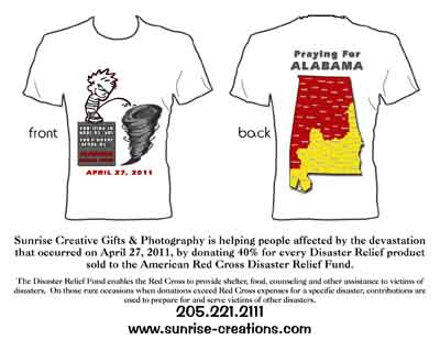 Alabama Disaster Relief T-Shirts made with sublimation printing